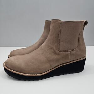 Eileen Fisher Luv Ankle Bootie Womens Size 11 Brown Leather Chelsea Fall Wedge
